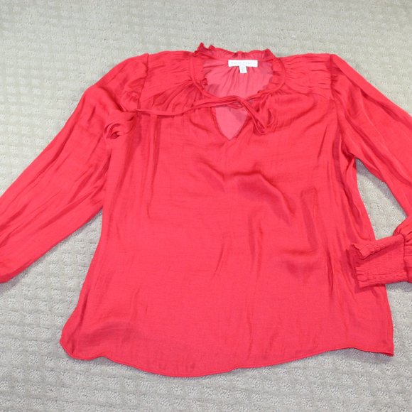 Maison d'Amelie Size Small Red Flowy Long Sleeve Blouse - Picture 1 of 6